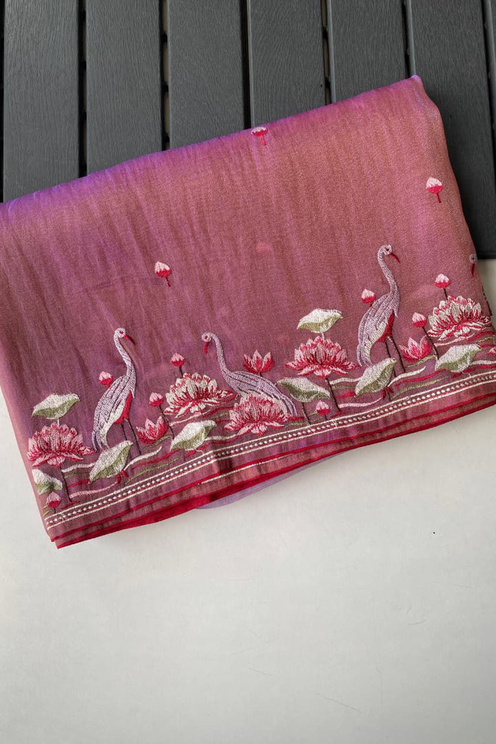 Secret Pulse Fancy Partywear Embroidery Silk Saree