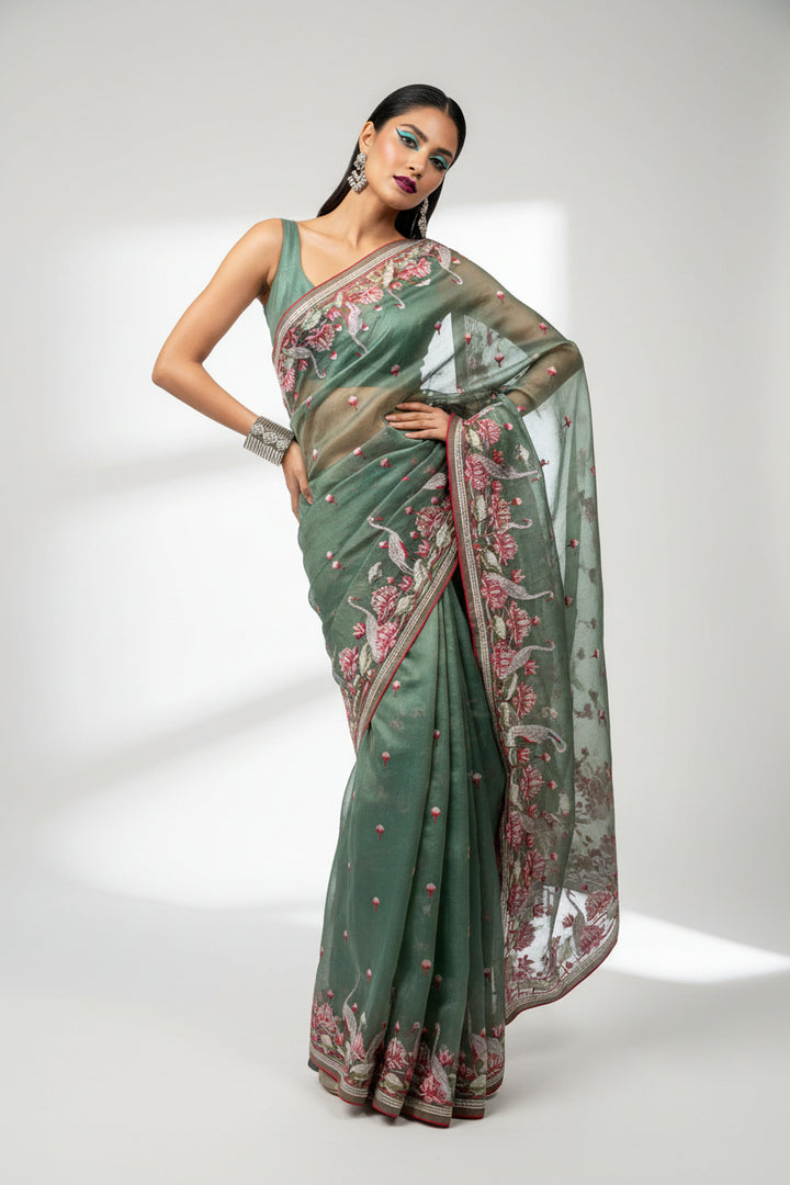 Secret Pulse Fancy Partywear Embroidery Silk Saree