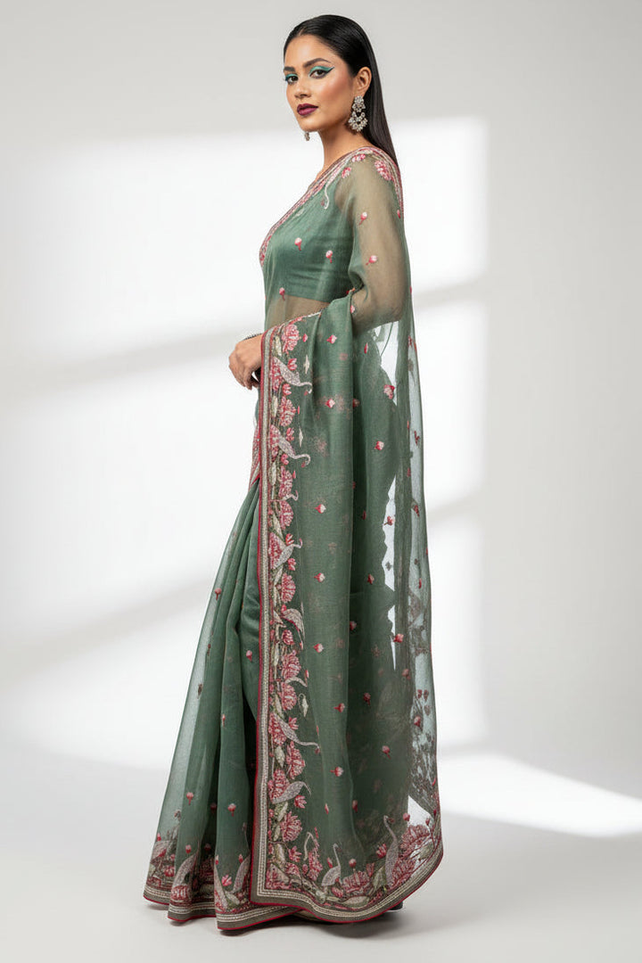 Secret Pulse Fancy Partywear Embroidery Silk Saree