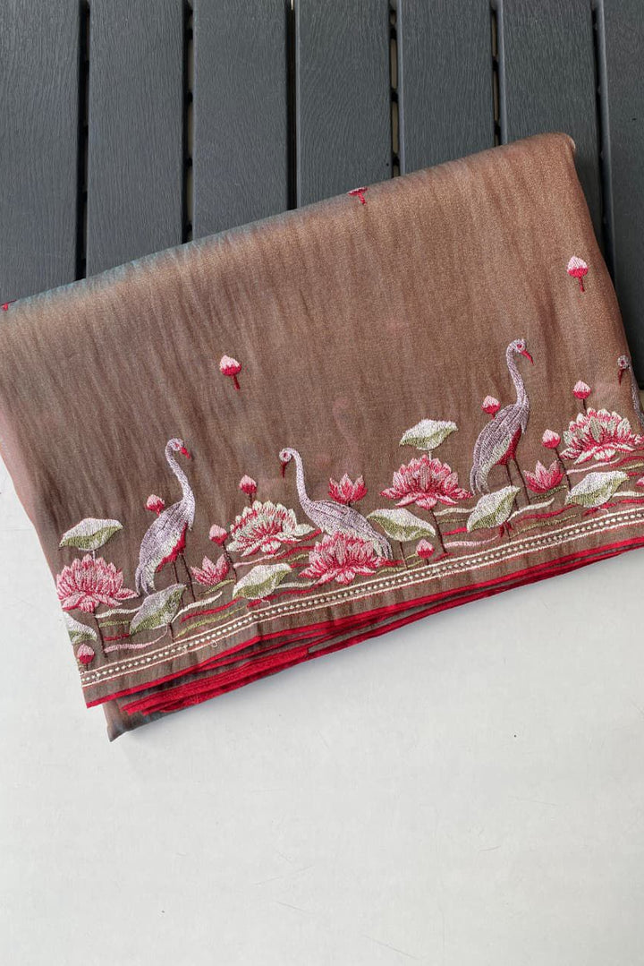 Secret Pulse Fancy Partywear Embroidery Silk Saree