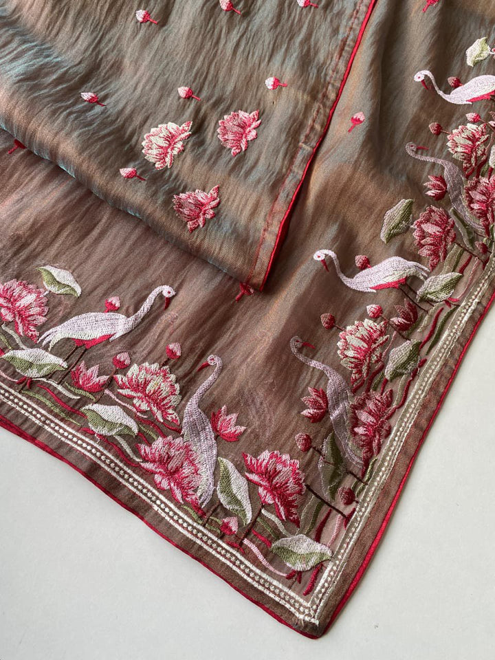 Secret Pulse Fancy Partywear Embroidery Silk Saree