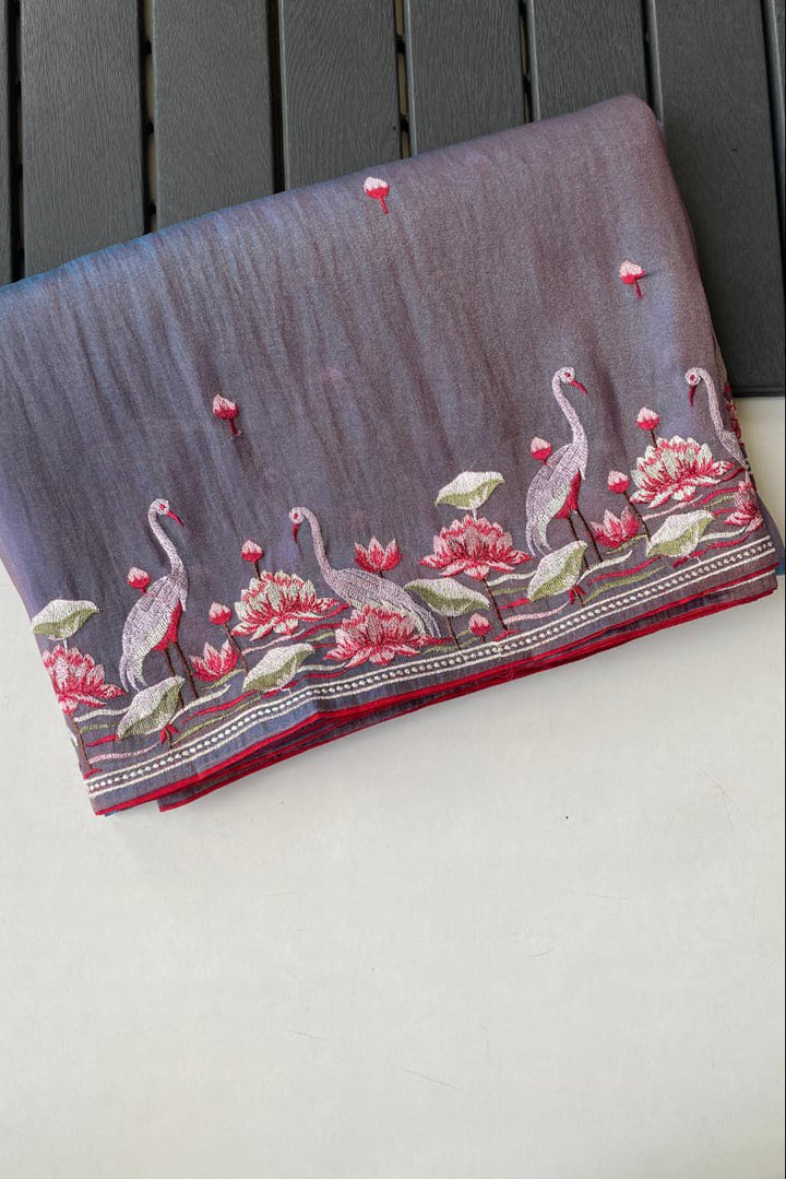 Secret Pulse Fancy Partywear Embroidery Silk Saree