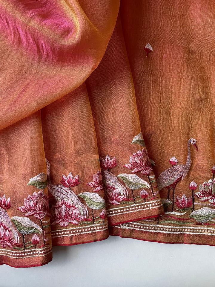 Secret Pulse Fancy Partywear Embroidery Silk Saree