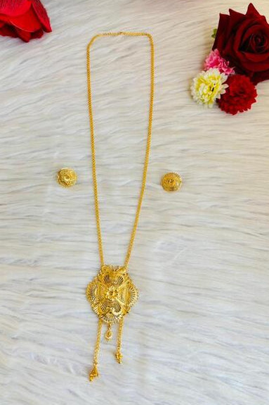 Divyara- Gold Plated Tie Chain With Pendant Set