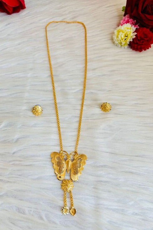 Titli-Gold Plated Long Chain With Pendant Set