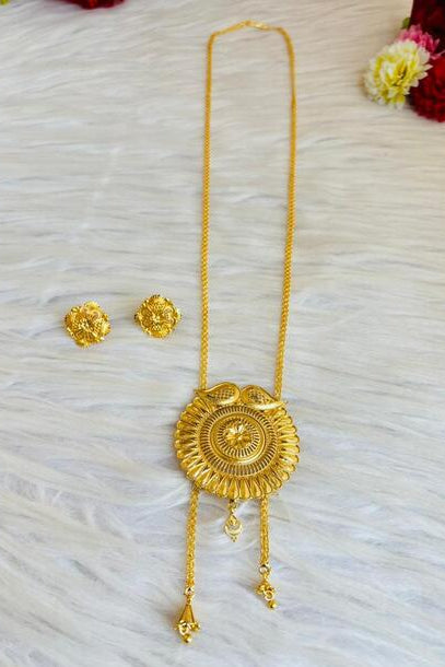 Kanaka Chakra-Gold Plated Tie Chain With Pendant Set