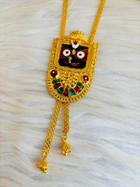 Jai Jagannath- Gold Plated Tie Chain With Pendant Set