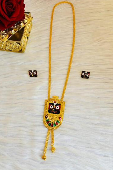 Jai Jagannath- Gold Plated Tie Chain With Pendant Set