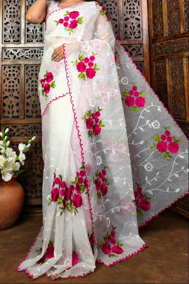 NabaTara Reshom Kota Embroidery Saree