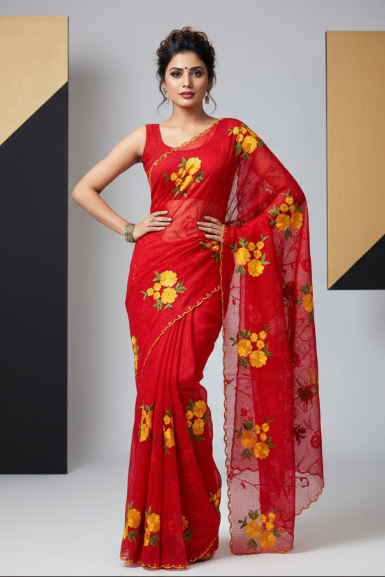 NabaTara Reshom Kota Embroidery Saree