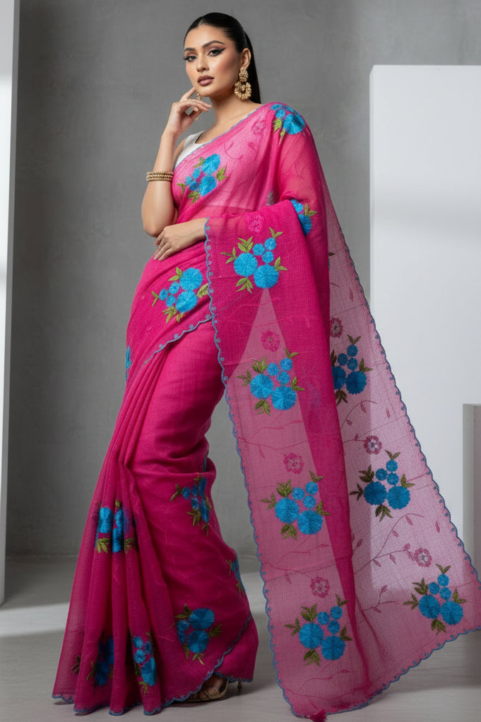 NabaTara Reshom Kota Embroidery Saree