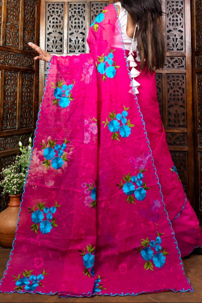 NabaTara Reshom Kota Embroidery Saree