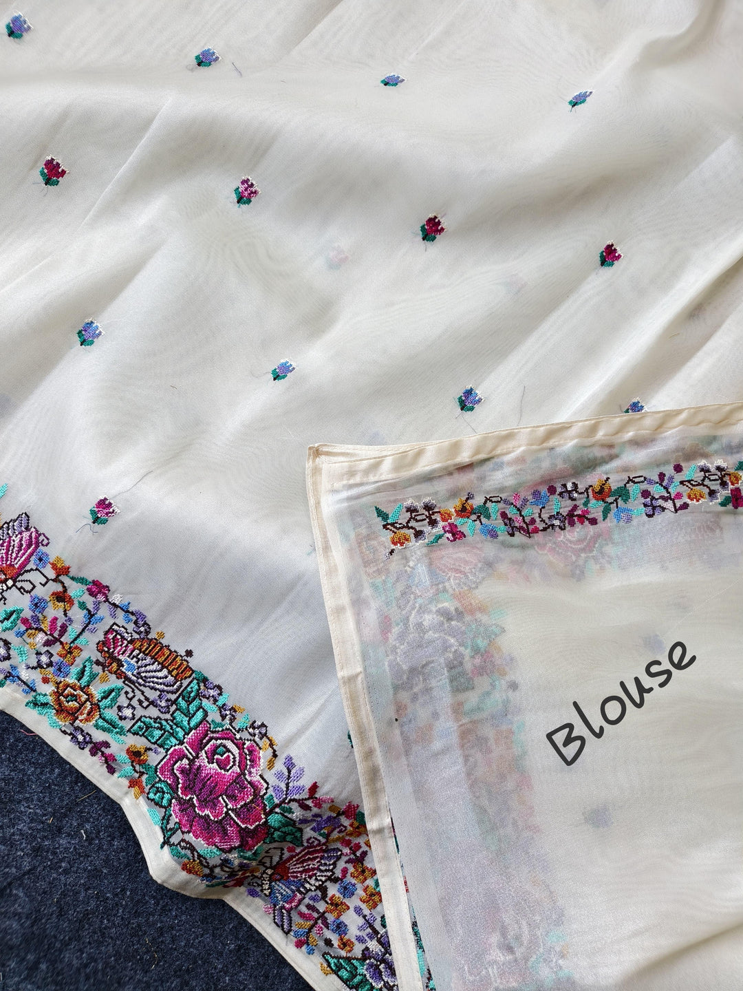 Blush With Designer Embroidery Tissue Silk Saree