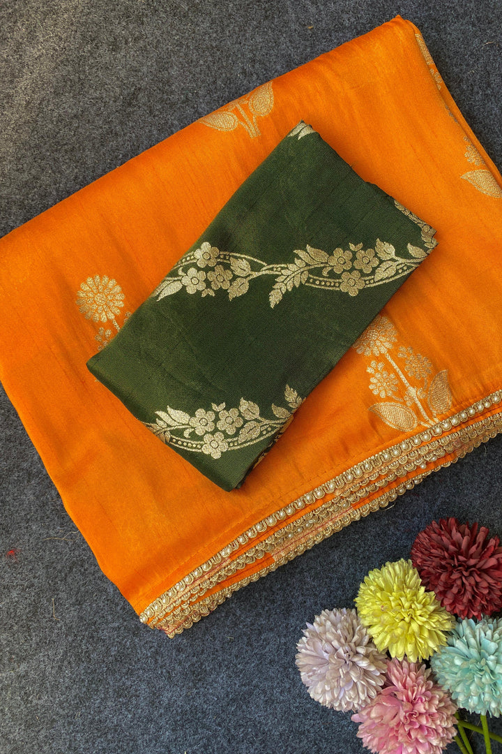 Unspoken Flame Semi Dola Silk Designer Saree