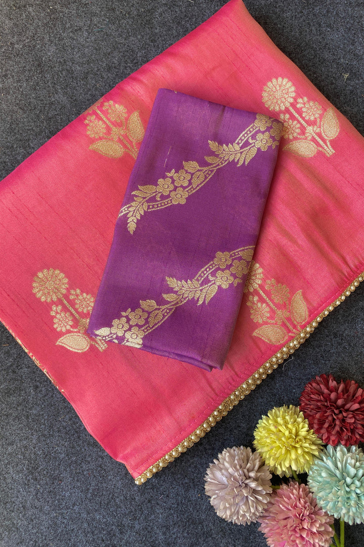 Unspoken Flame Semi Dola Silk Designer Saree