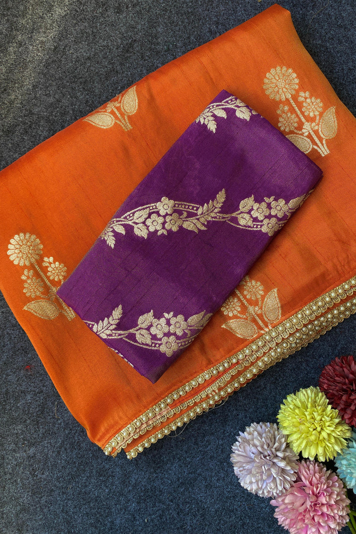 Unspoken Flame Semi Dola Silk Designer Saree