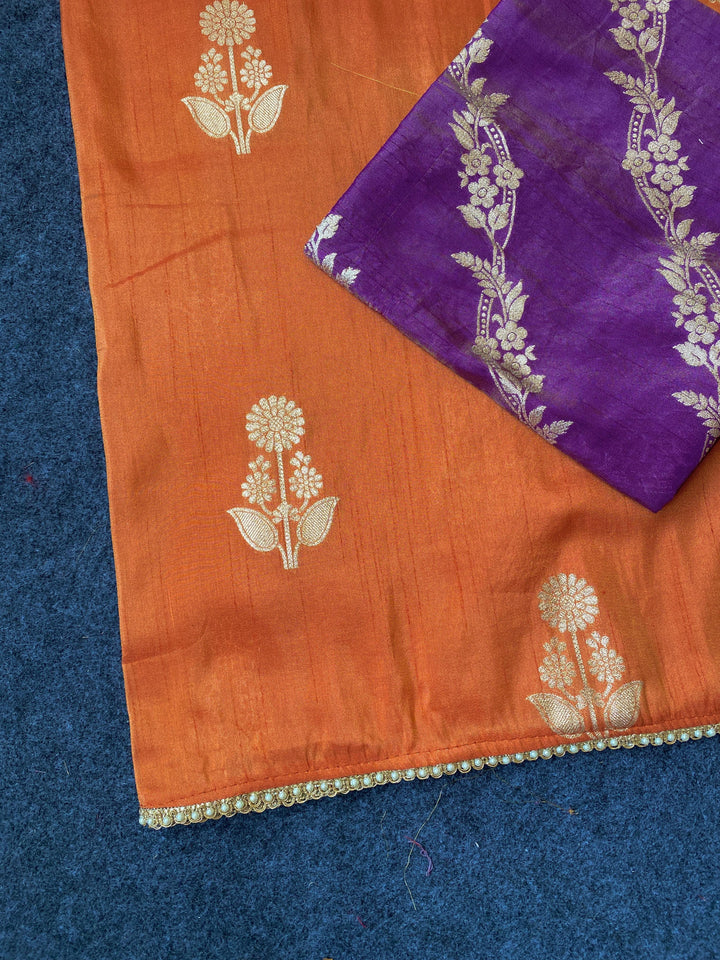 Unspoken Flame Semi Dola Silk Designer Saree