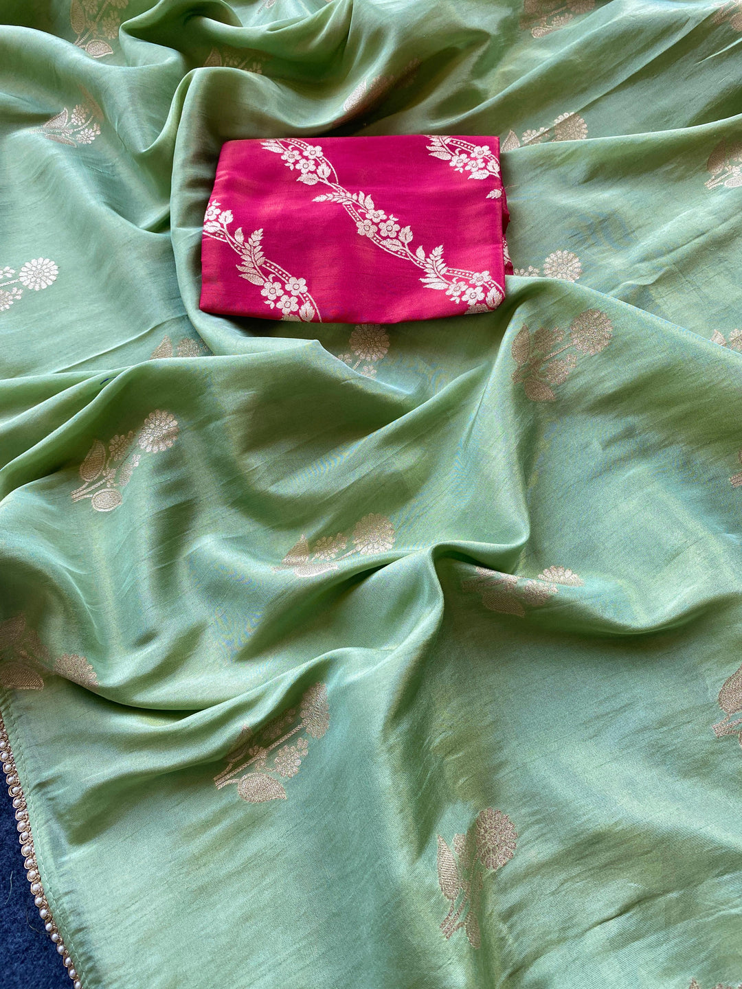 Unspoken Flame Semi Dola Silk Designer Saree