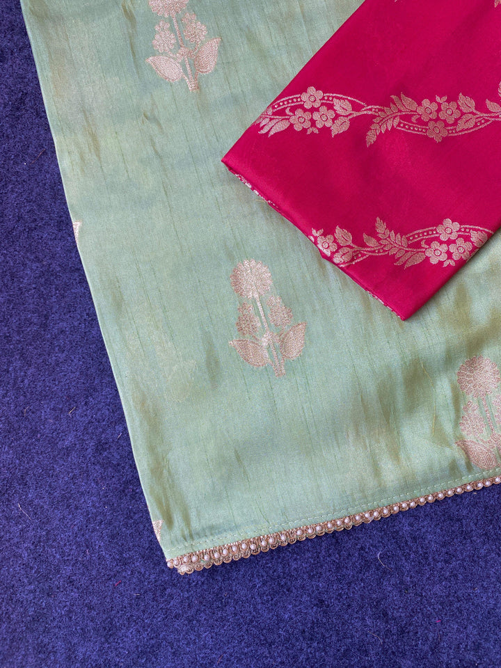 Unspoken Flame Semi Dola Silk Designer Saree