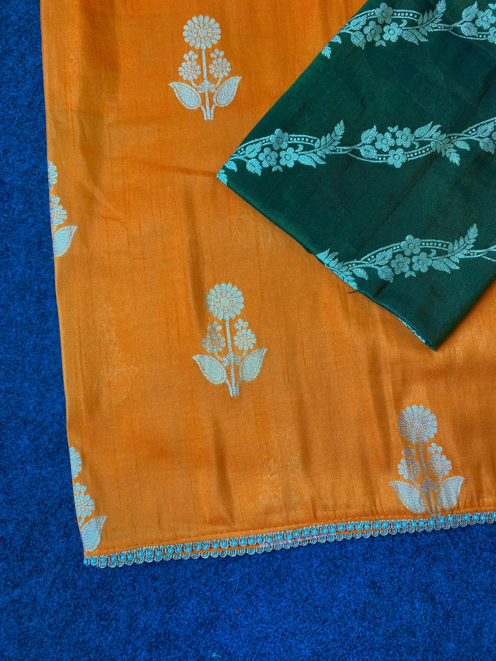 Unspoken Flame Semi Dola Silk Designer Saree