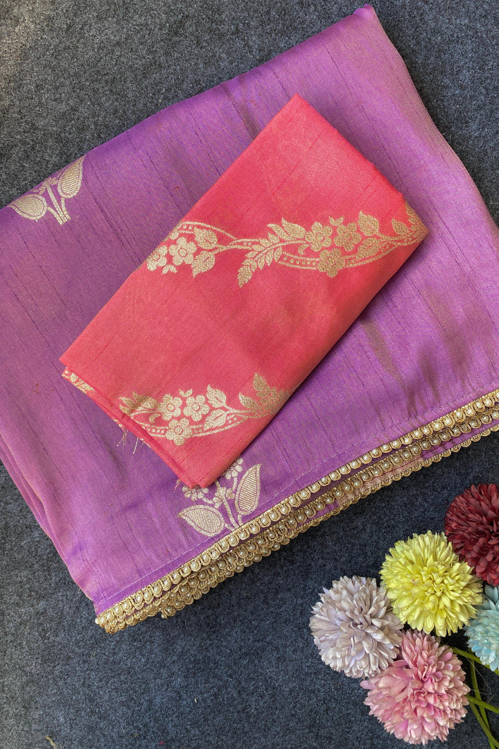 Unspoken Flame Semi Dola Silk Designer Saree