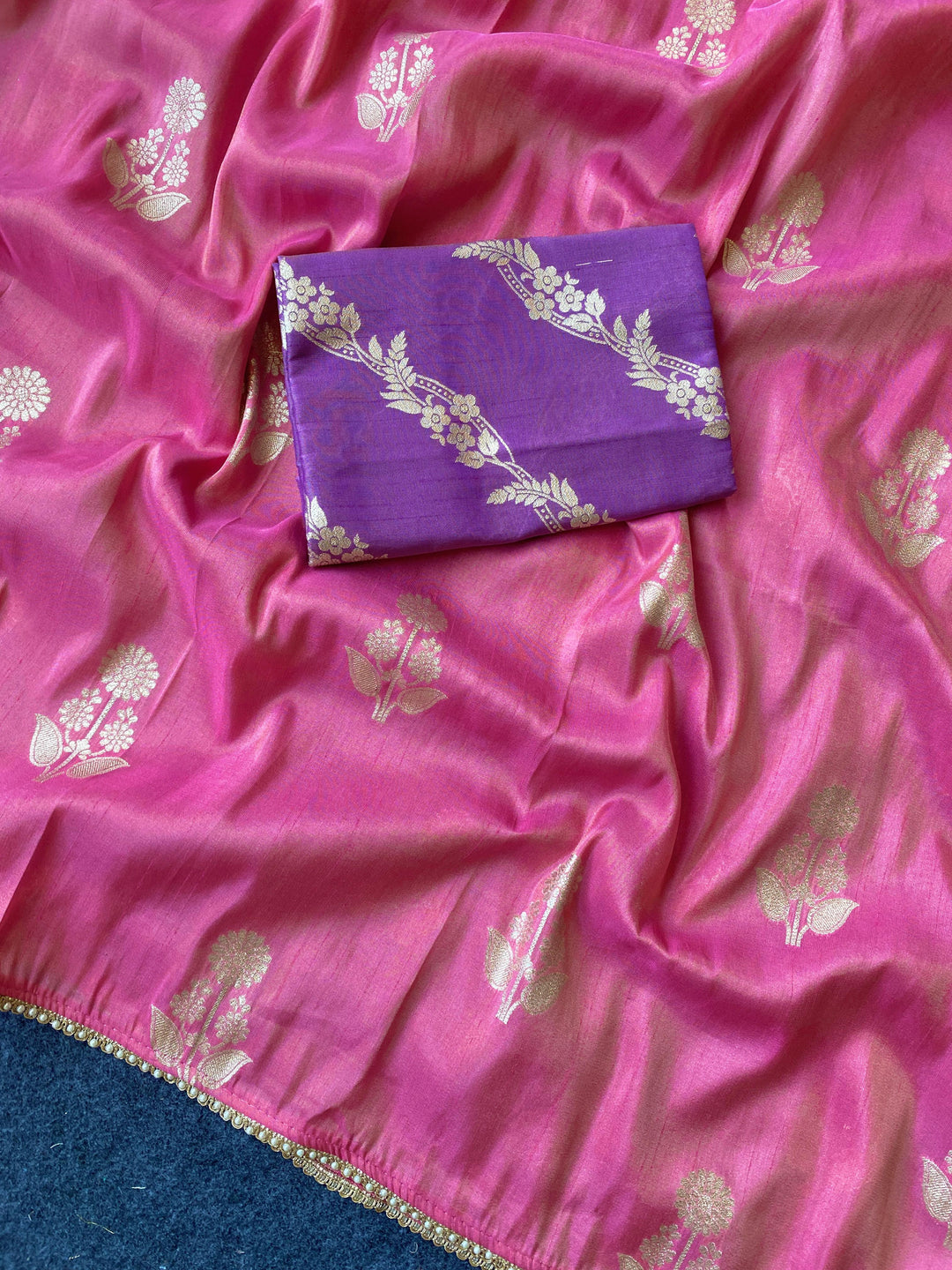 Unspoken Flame Semi Dola Silk Designer Saree