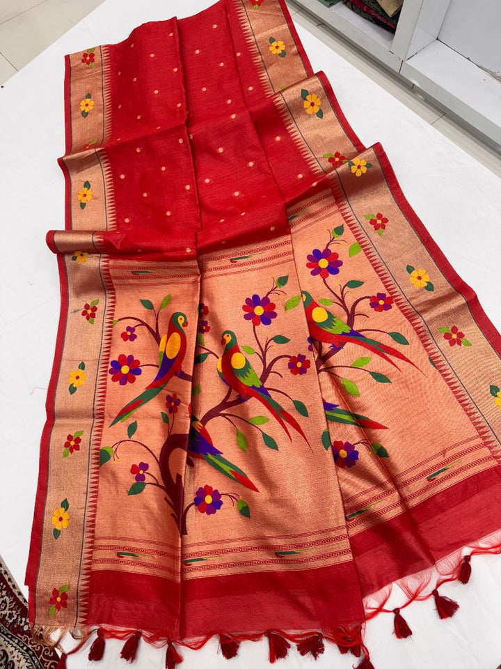 Vanya Kanti Paithani Style Tussar Silk Saree