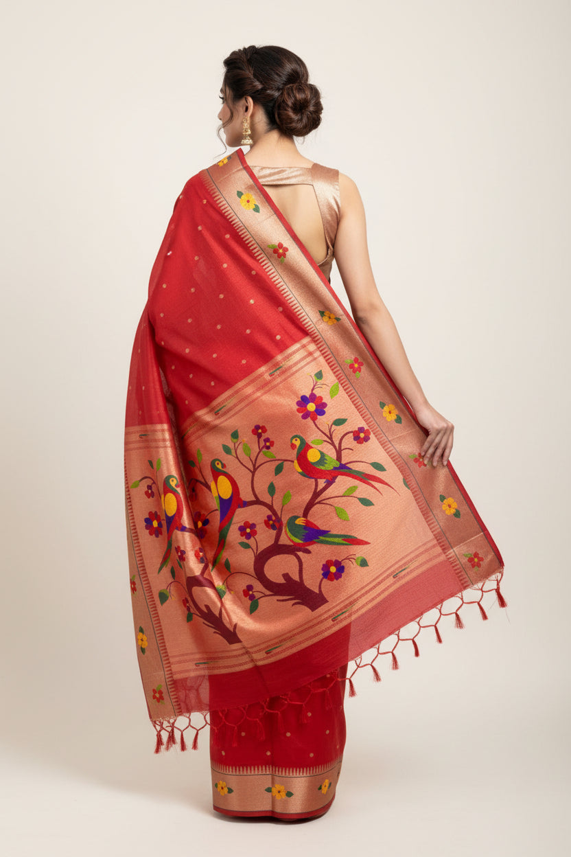 Vanya Kanti Paithani Style Tussar Silk Saree