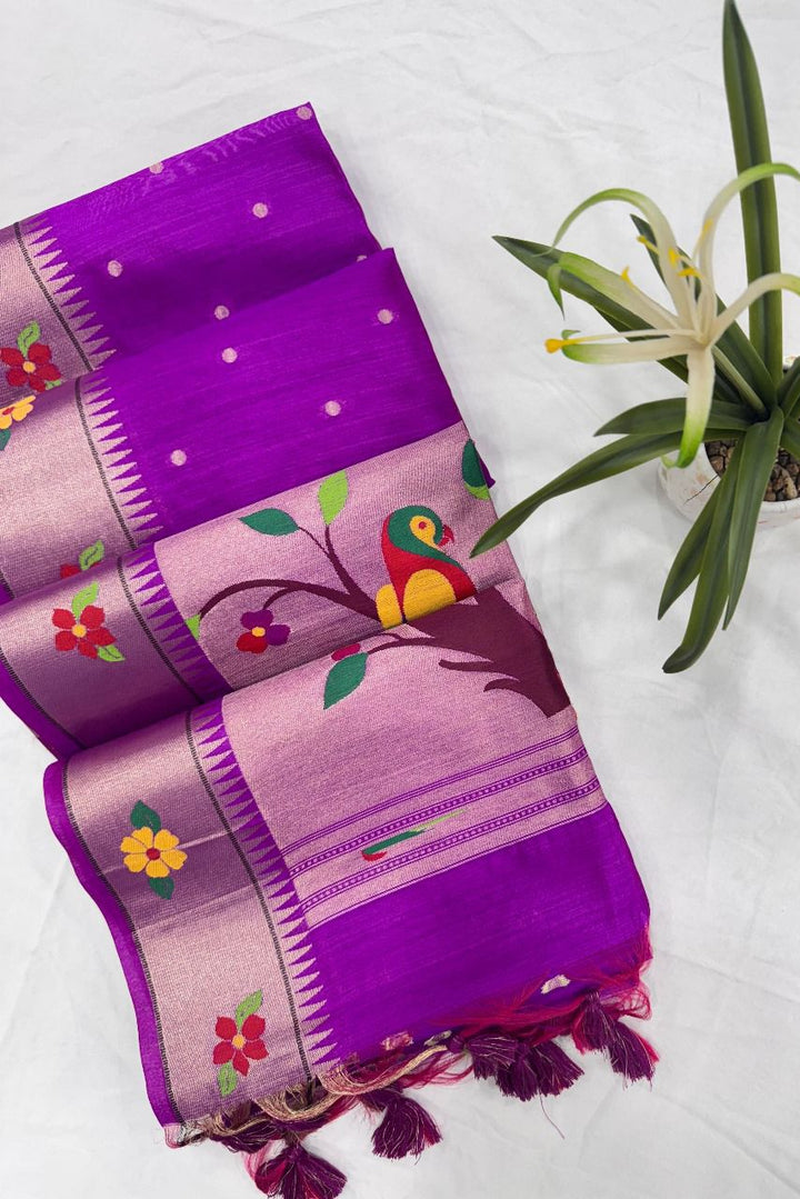 Vanya Kanti Paithani Style Tussar Silk Saree
