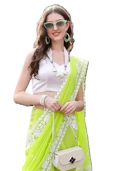 Love The Green Party Wear Georgette Saree