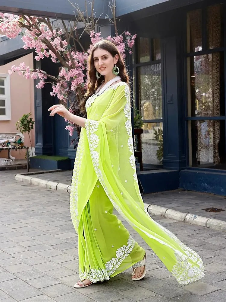 Love The Green Party Wear Georgette Saree