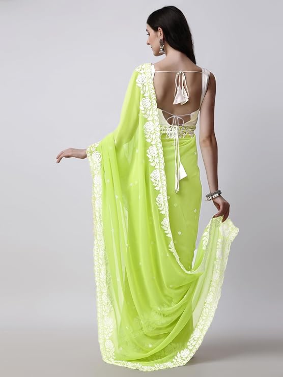 Love The Green Party Wear Georgette Saree