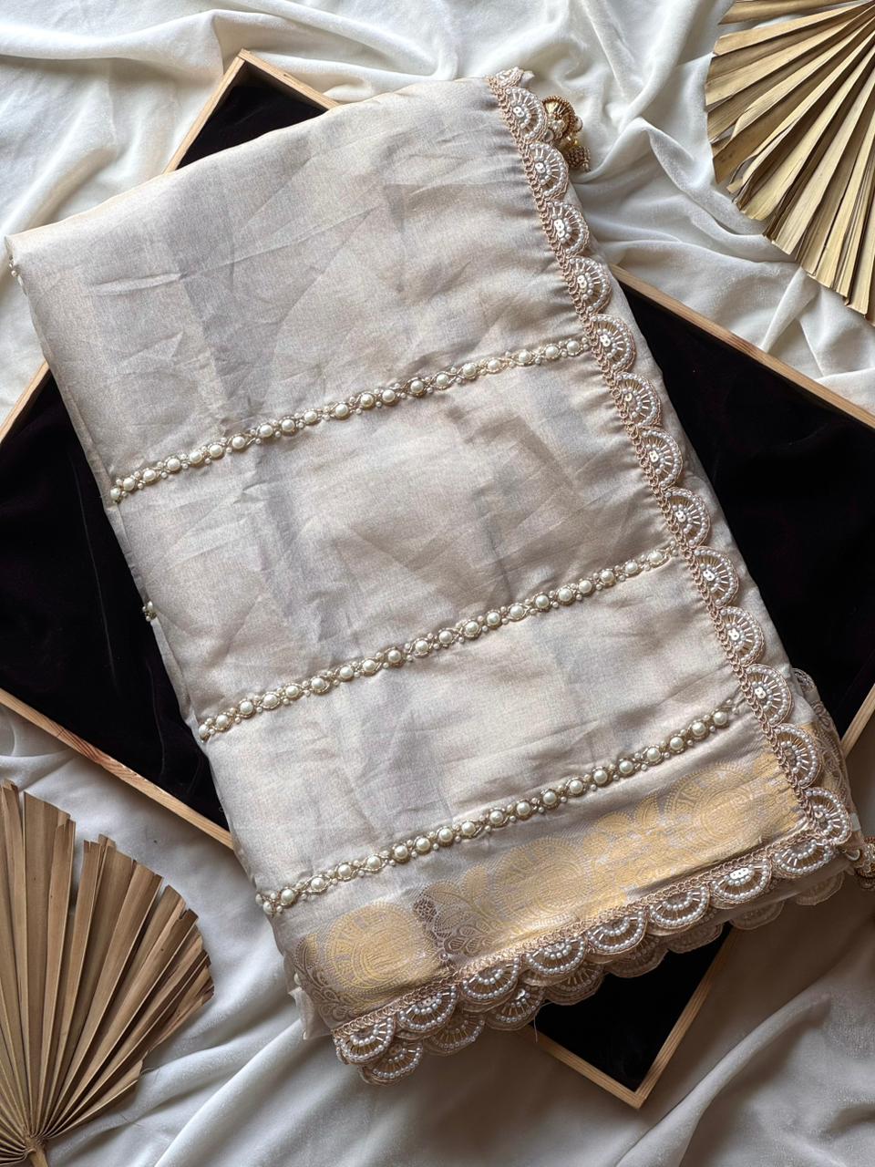 Quiet Devotion Partywear Tissue Silk Saree