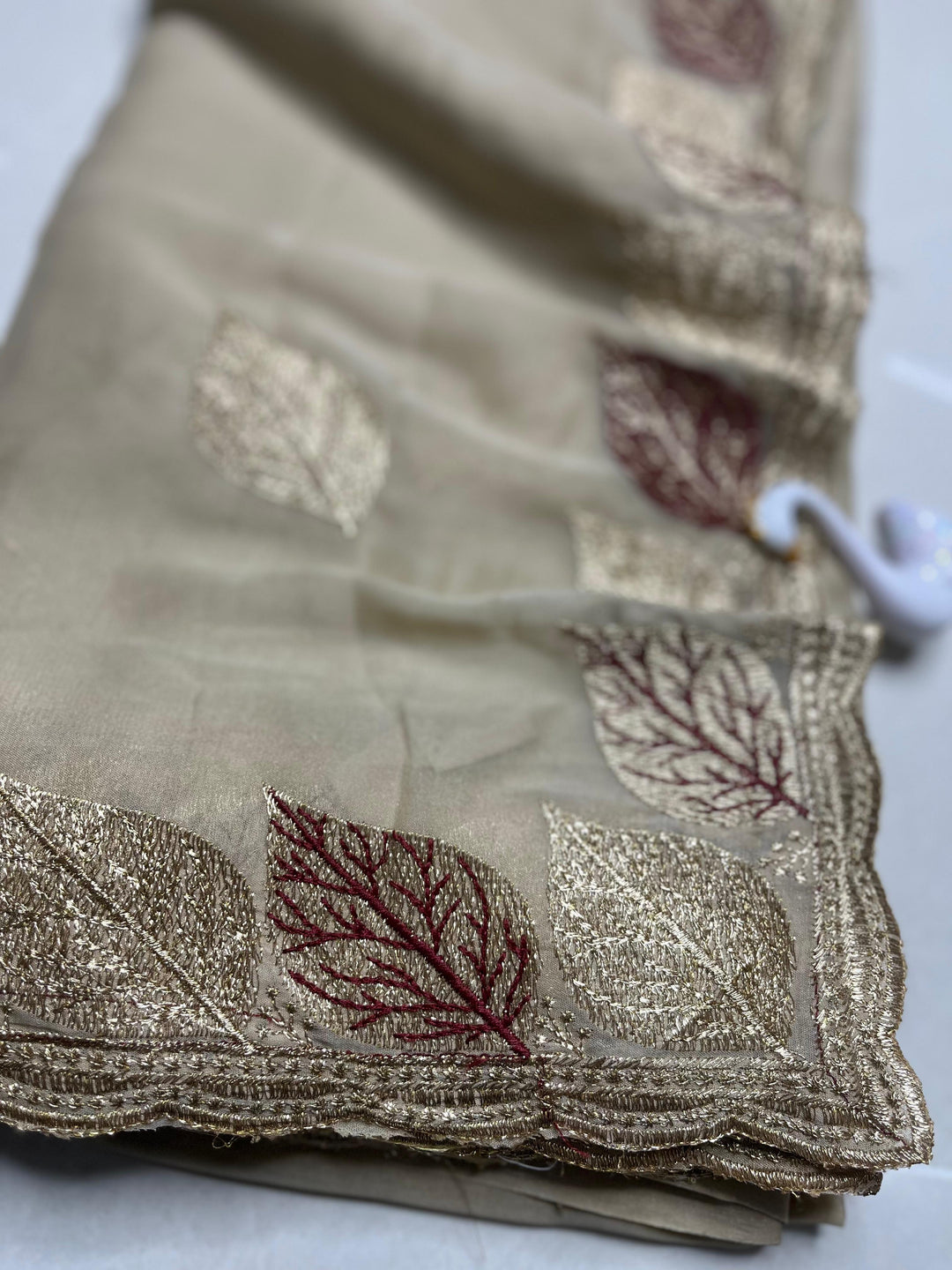 Glowfolk Designer Chiffon Embroidery Silk Saree