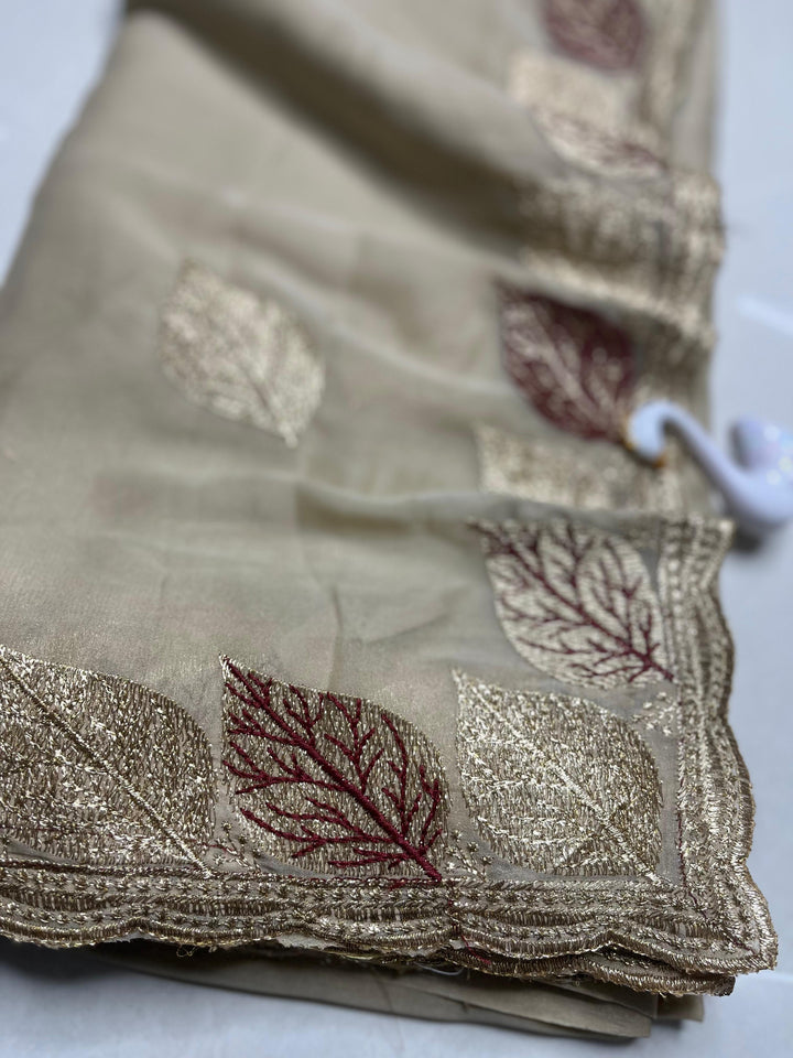 Glowfolk Designer Chiffon Embroidery Silk Saree