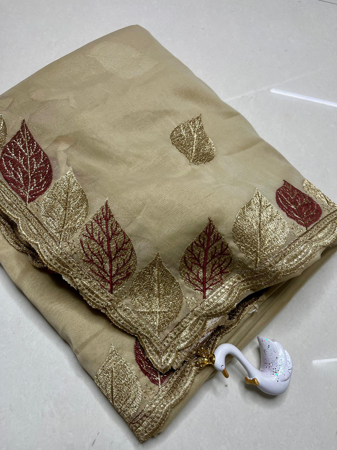 Glowfolk Designer Chiffon Embroidery Silk Saree