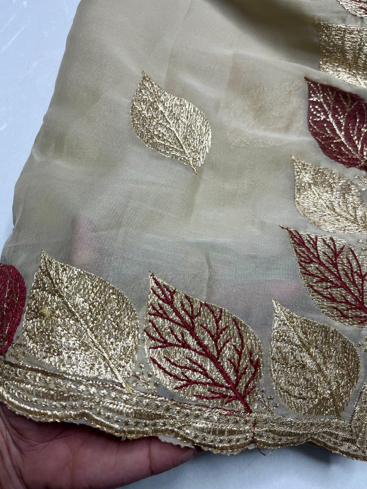 Glowfolk Designer Chiffon Embroidery Silk Saree