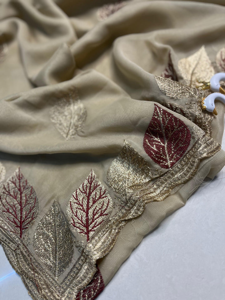 Glowfolk Designer Chiffon Embroidery Silk Saree