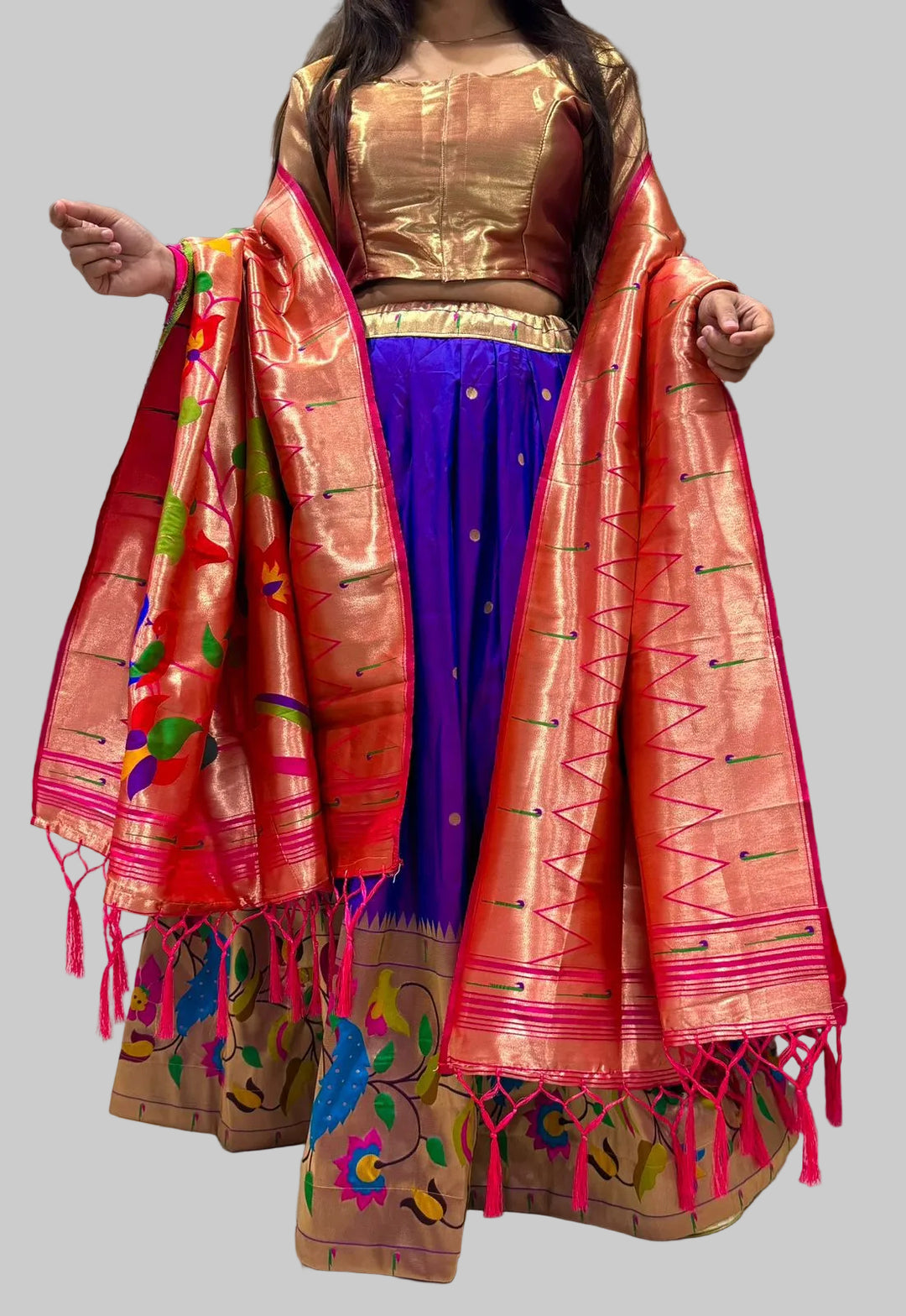 Vasudha Aura Designer Banarasi Paithani Silk Lehenga