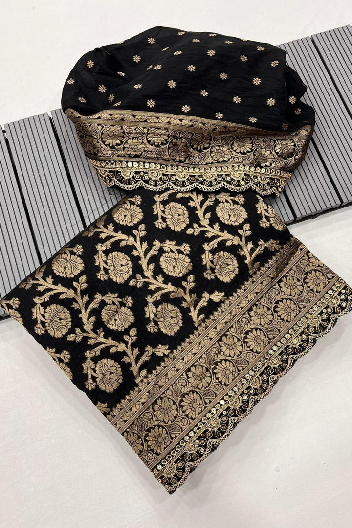 Golden Origin Designer Black Georgette Saree