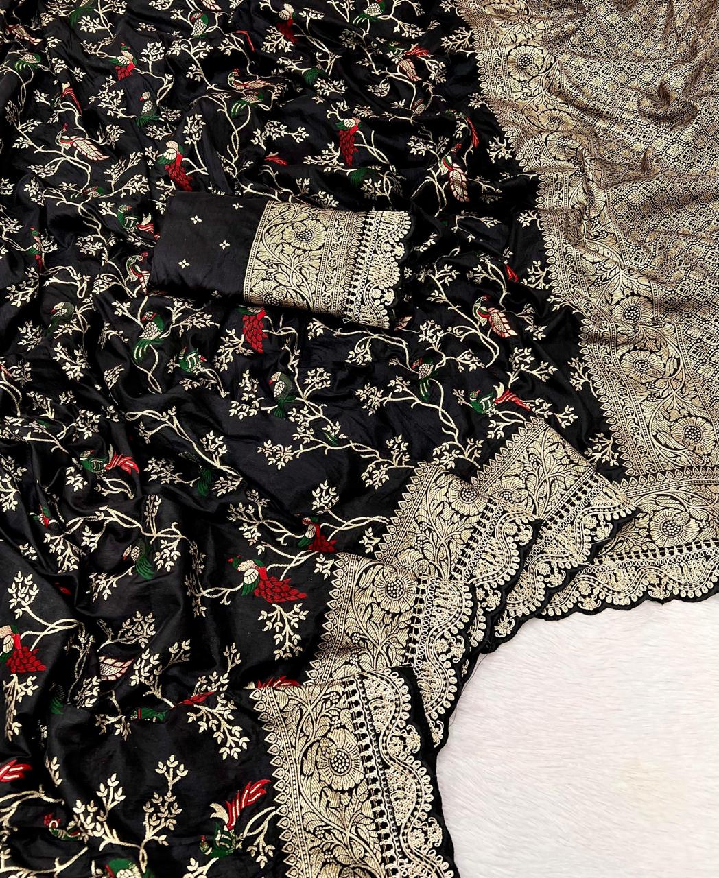 Golden Origin Designer Black Georgette Saree