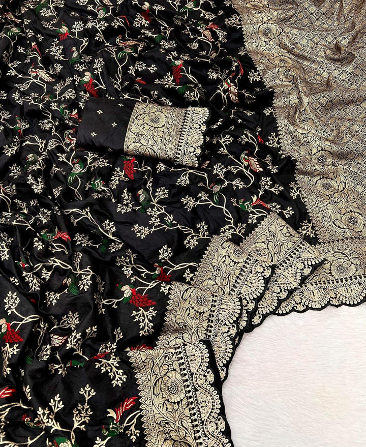 Golden Origin Designer Black Georgette Saree