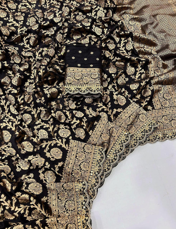 Golden Origin Designer Black Georgette Saree