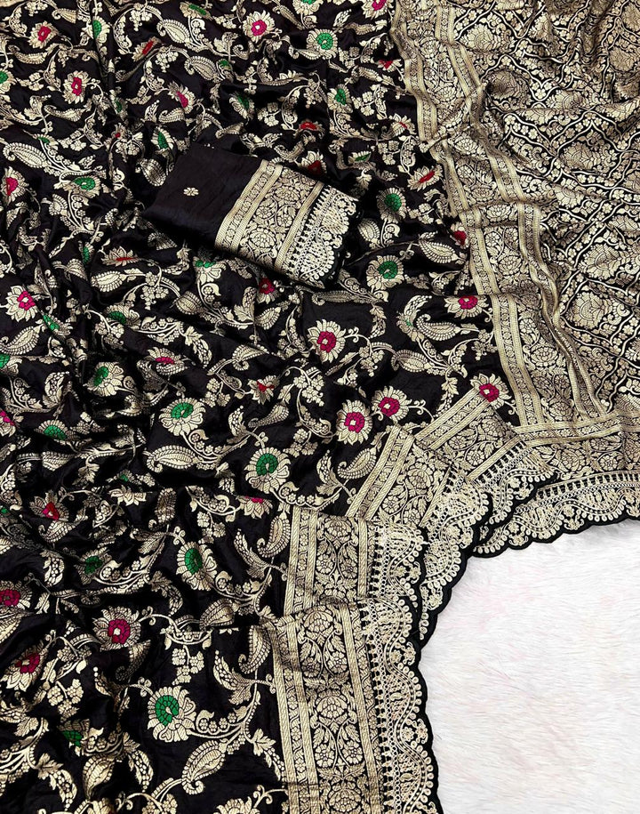 Golden Origin Designer Black Georgette Saree