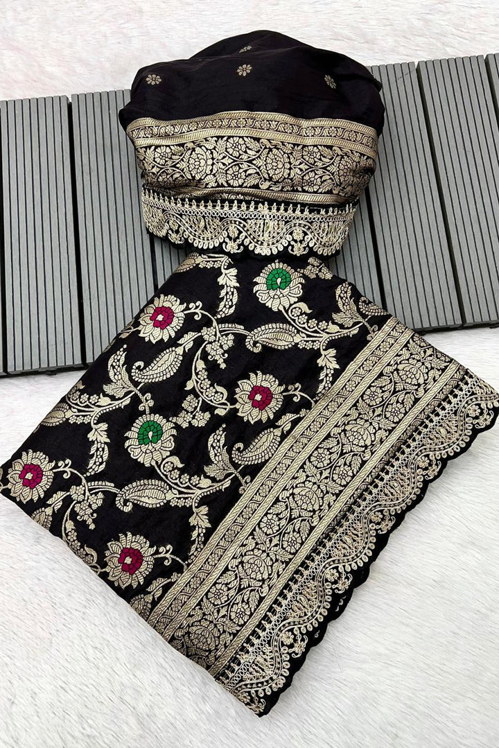 Golden Origin Designer Black Georgette Saree