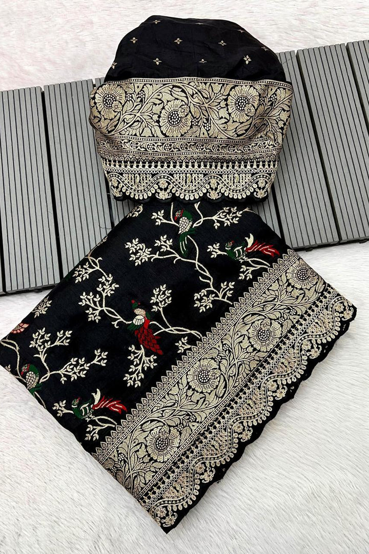 Golden Origin Designer Black Georgette Saree