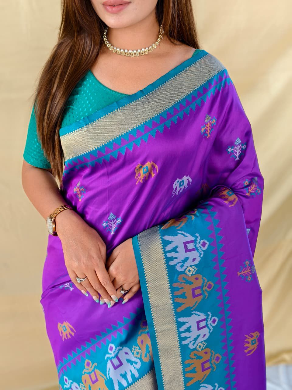 Glow Essence Fancy Partywear Silk Saree