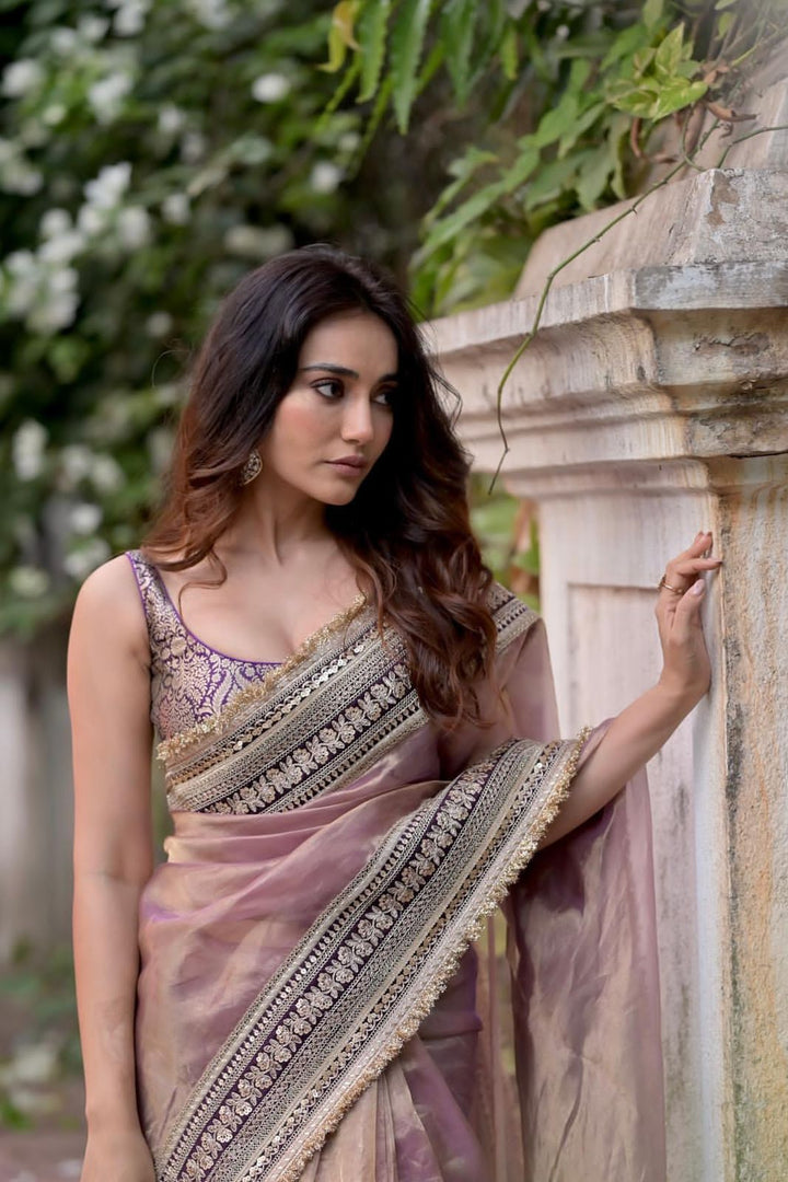 Actress Surbhi Jyoti Inspired Partywear Net Embroidery Saree