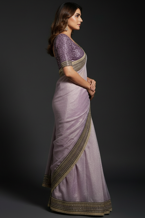 Actress Surbhi Jyoti Inspired Partywear Net Embroidery Saree