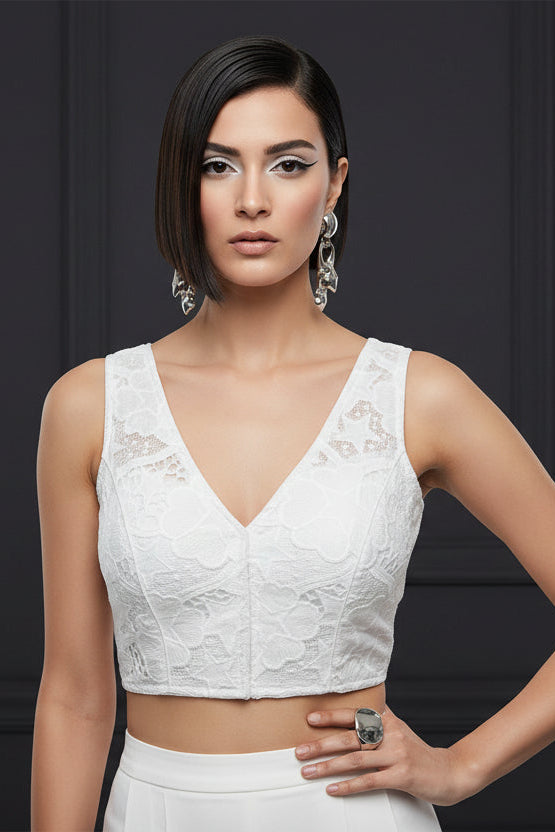 Rising Star -White Crochet  Blouse